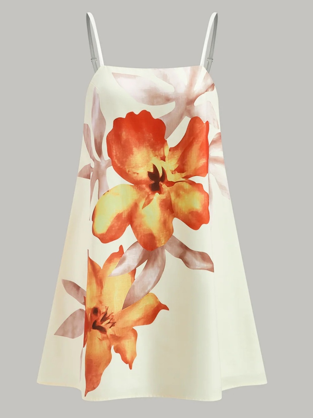Commense Cream Dress with Orange Floral Print Size M